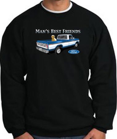 Ford Trucks Sweatshirt - Man's Best Friend Adult Black Sweat Shirt