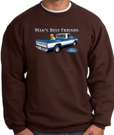 Ford Trucks Sweatshirt - Man's Best Friend Adult Brown Sweat Shirt