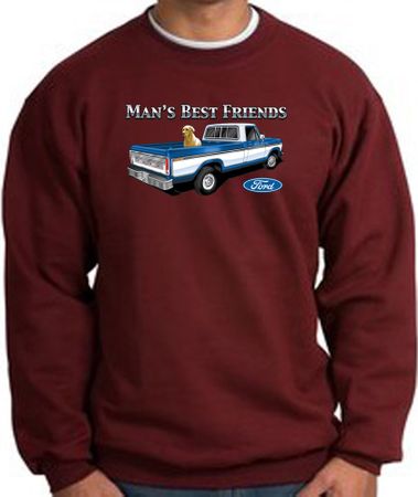 Ford Trucks Sweatshirt - Man's Best Friend Adult Maroon Sweat Shirt
