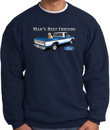 Ford Trucks Sweatshirt - Man's Best Friend Adult Navy Sweat Shirt