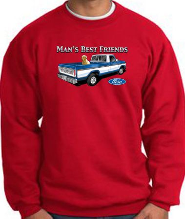 Ford Trucks Sweatshirt - Man's Best Friend Adult Red Sweat Shirt