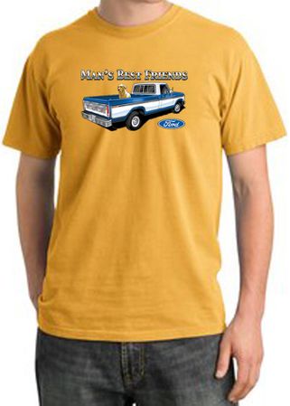 Ford Trucks T-Shirt Mans Best Friend Pigment Dyed Tee Mustard