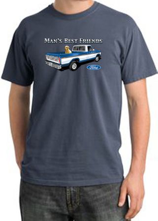 Ford Trucks T-Shirt Mans Best Friend Pigment Dyed Tee Scotland Blue