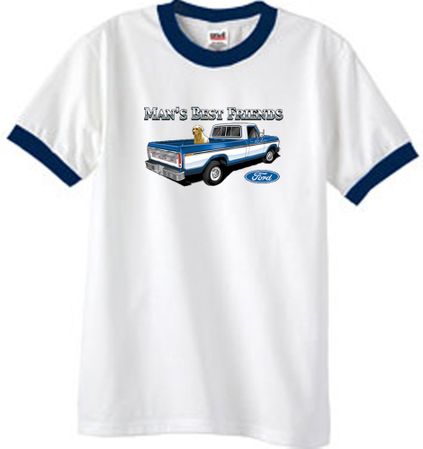 Ford Trucks T-Shirt Mans Best Friend Ringer Tee White/Navy