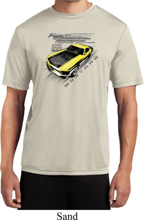 Ford Vintage Yellow Mustang Boss Mens Moisture Wicking Shirt