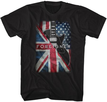 Foreigner Flags and Guitar Classic Rock T-shirt - Black