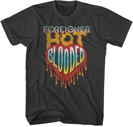 Foreigner Hot Blooded Classic Rock T-shirt - Charcoal Grey