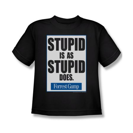 Forrest Gump Shirt Kids Stupid Is As Stupid Does Black Youth Tee T-Shirt