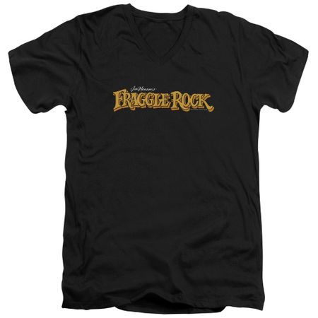 Fraggle Rock Slim Fit V-Neck Shirt Logo Black T-Shirt