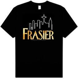 Frasier Funny TV Show FRASIER LOGO Adult Black T-shirt