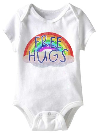 Free Hugs Funny Baby Romper White Infant Babies Creeper