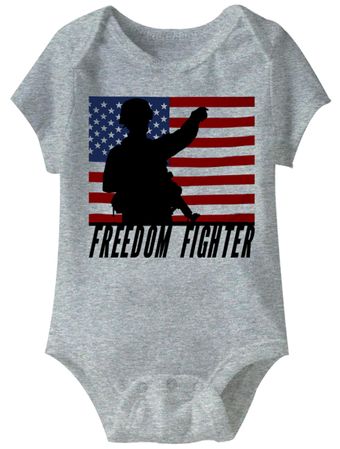 Freedom Fighter Funny Baby Romper Grey Infant Babies Creeper
