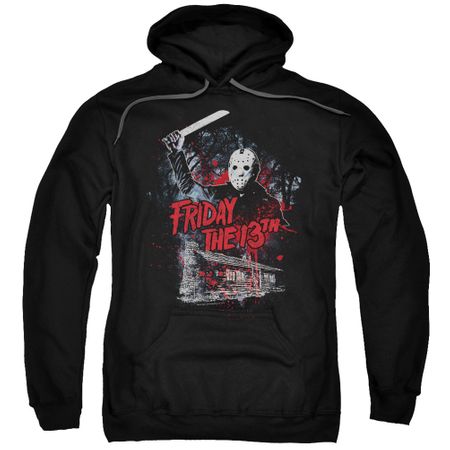 Friday the 13th Hoodie Jason Attacks Cabin Black Sweatshirt Hoody