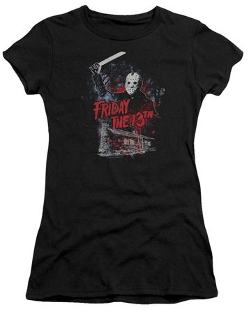 Friday the 13th Juniors Shirt Jason Attacks Cabin Black T-Shirt