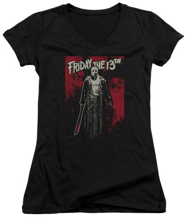 Friday the 13th Juniors V Neck Shirt Death Curse Black T-Shirt