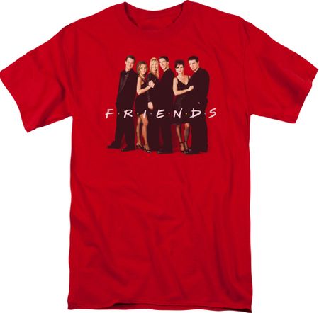 Friends TV Show "Cast in Black" Adult T-shirt - Red