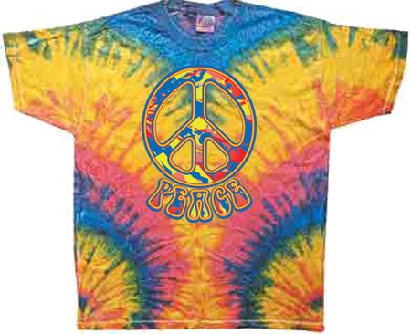 Funky 70s Peace Tie Dye Woodstock Color Adult Unisex T-shirt Tee Shirt