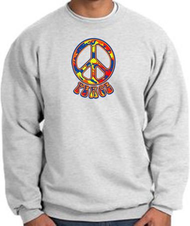 Funky 70s Peace World Peace Sign Symbol Adult Sweatshirt - Ash