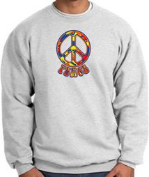Funky 70s Peace World Peace Sign Symbol Adult Sweatshirt - Ash
