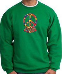 Funky 70s Peace World Peace Sign Symbol Adult Sweatshirt - Kelly Green