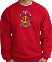 Funky 70s Peace World Peace Sign Symbol Adult Sweatshirt - Red