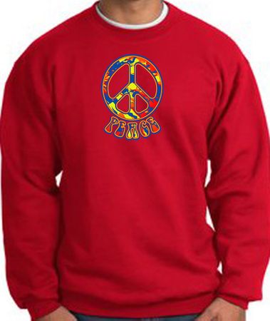 Funky 70s Peace World Peace Sign Symbol Adult Sweatshirt - Red