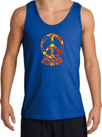 Funky 70s Peace World Peace Sign Symbol Adult Tanktop - Royal