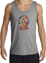 Funky 70s Peace World Peace Sign Symbol Adult Tanktop - Sports Grey