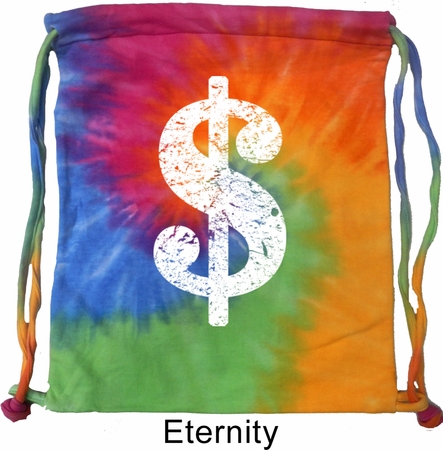 Funny Bag Distressed Dollar Sign Tie Dye Bag