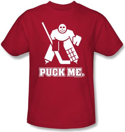 Funny Hockey Shirt - Puck Me Red T-shirt