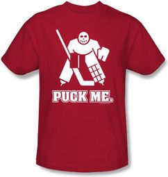 Funny Hockey Shirt - Puck Me Red T-shirt