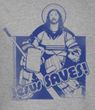 Funny Hockey T-shirt - Jesus Saves Goalie Adult Gray T-shirt