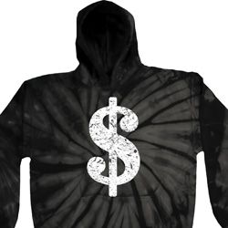 Funny Hoodie Distressed Dollar Sign Tie Dye Hoody