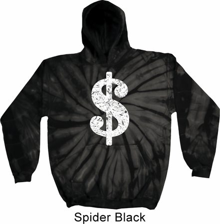 Funny Hoodie Distressed Dollar Sign Tie Dye Hoody