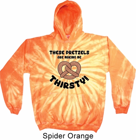 Funny Hoodie Thirsty Pretzels Tie Dye Hoody