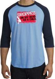 Funny Raglan Shirt - Dropped On My Head As A Child Carolina Blue/Navy