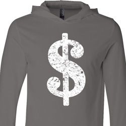 Funny Shirt Distressed Dollar Sign Lightweight Hoodie Tee