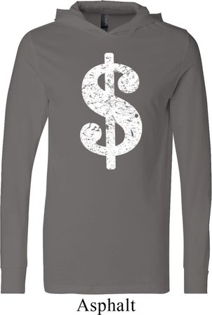 Funny Shirt Distressed Dollar Sign Lightweight Hoodie Tee