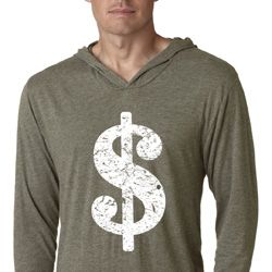 Funny Shirt Distressed Dollar Sign Lightweight Hoodie Tee T-Shirt