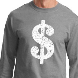 Funny Shirt Distressed Dollar Sign Long Sleeve Tee T-Shirt