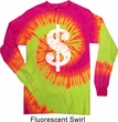 Funny Shirt Distressed Dollar Sign Long Sleeve Tie Dye Tee Shirt