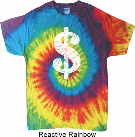 Funny Shirt Distressed Dollar Sign Tie Dye Tee T-shirt