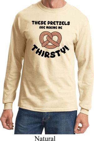 Funny Shirt Thirsty Pretzels Long Sleeve Tee T-Shirt