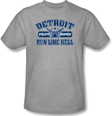 Funny T-shirt - Detroit Run Like Hell Heather Gray Tee