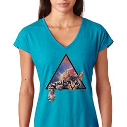 Galactic Cat Ladies Tri Blend V-neck
