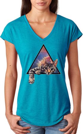 Galactic Cat Ladies Tri Blend V-neck