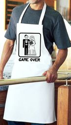 Game Over Apron - Funny Married Bride and Groom White Apron Game Over Apron - Funny Married Bride and Groom White Apron