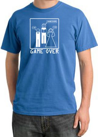 Game Over Ceremony Pigment Dyed Medium Blue T-shirt - White Print