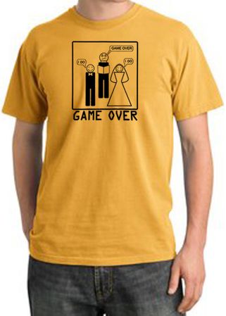 Game Over Ceremony Pigment Dyed Mustard T-shirt - Black Print