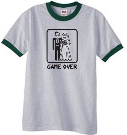 Game Over Funny Marriage Bride and Groom Ringer T-Shirt